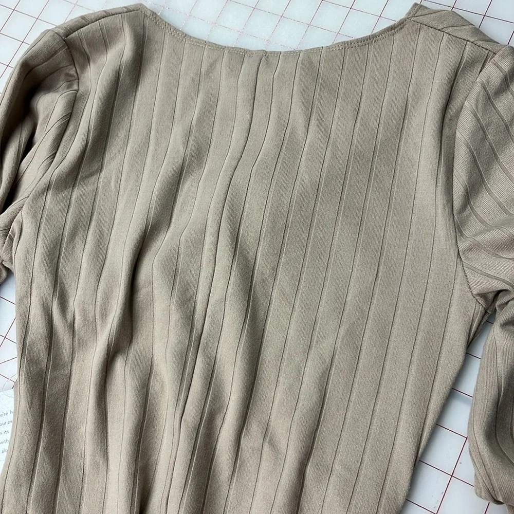 ASTR THE LABEL NWT Party/Work Asymmetric Twist Front Channel Knit Oatmeal DressM - Picture 10 of 16